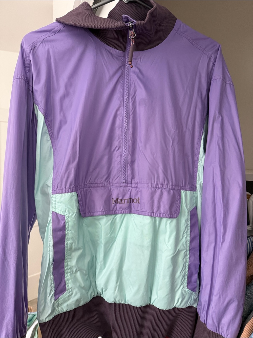 Marmot Purple and Light Aqua Kids Swim Rashguard